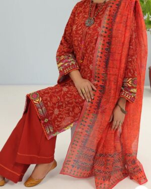 JA009
ALMIRAH 
RUST CAMBRIC 3 PIECE STITCHED