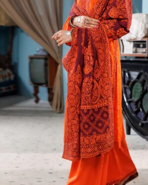 JA006
ALMIRAH 
ORANGE COTTON DOBBY 3 PIECE STITCHED