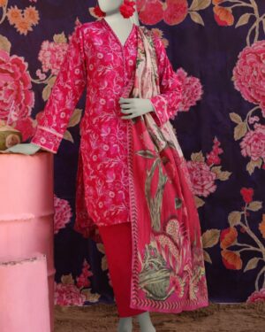 J008
JUNAID JAMSHED 
PINK LAWN PRINTED 3PC STITCHED