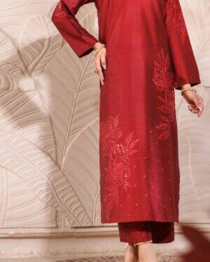 JA012
Almirah MAROON RAW SILK 2 PIECE FORMAL STITCHED