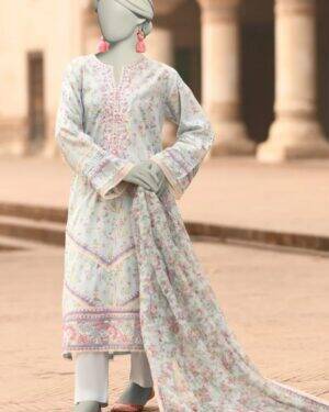 J049
Junaid Jamshed BLUE LAWN EMBROIDERED 3PC
