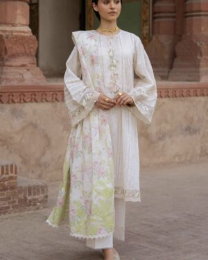 CR022 Cross Stitch Premium 3Pc Unstitched Embroidered Lawn Suit