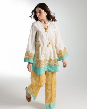 EH14 Ethnc 2Pc Stitched Suit; Embroidered