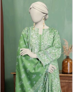 JL10 Junaid Jamshed 3Pc Unstitched Suit; Embroidered