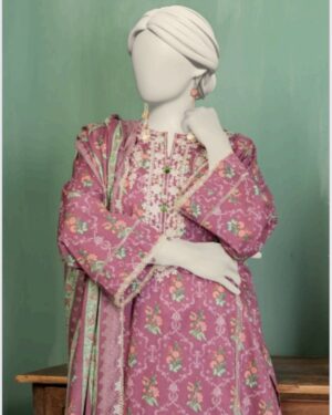 JL10 Junaid Jamshed 3Pc Unstitched Suit; Embroidered
