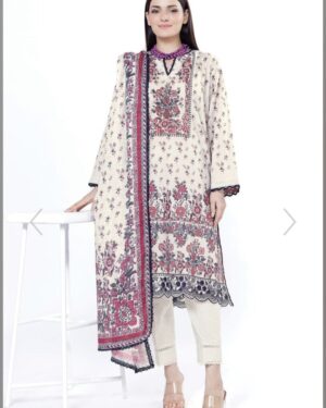 KL22 Khaadi Lawn 3Pc Unstitched Embroidered Suit