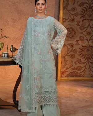 LA12 3Pc Unstitched Embroidered Chiffon Suit