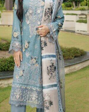 MU1 3Pc Embroidered Stitched Suit