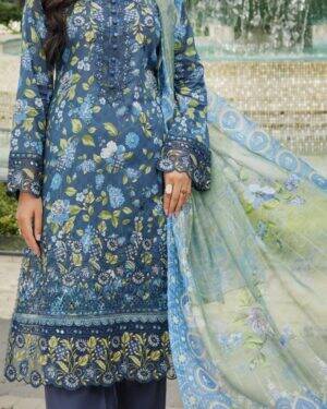 MU1 3Pc Embroidered Stitched Suit.
