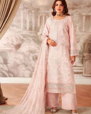 RA 3Pc Unstitched Embroidered Raw Silk Suit