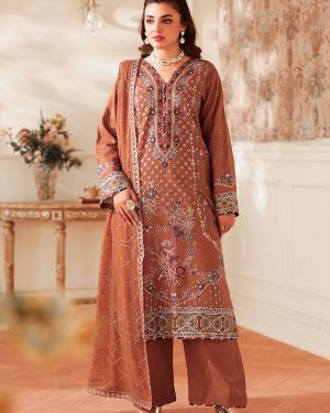 RA 3Pc Unstitched Embroidered RawSilk Suit