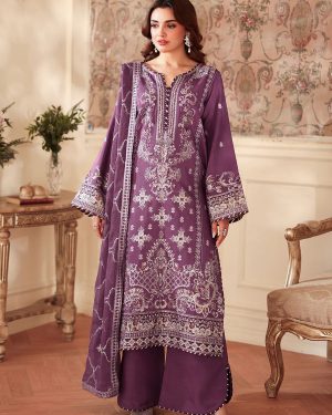 RA 3Pc Unstitched Embroidered Raw Silk Suit
