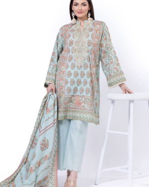 KL22  Khaadi Lawn 3Pc Unstitched Embroidered Suit