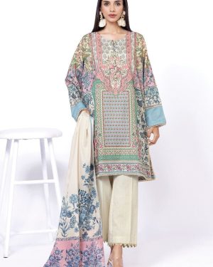 KL22 Khaadi Lawn 3Pc Unstitched Embroidered Suit