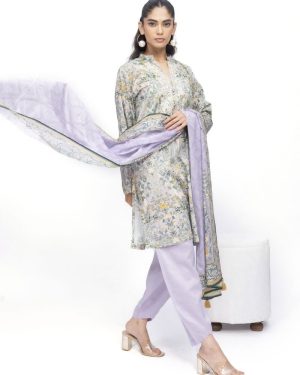 KL22 Khaadi Lawn 3Pc Unstitched Embroidered Suit