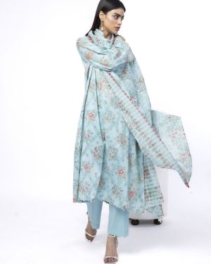 KL22 Khaadi Lawn 3Pc Embroidered Unstitched Suit