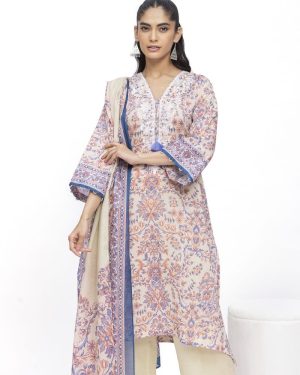 KL22 Khaadi 3Pc Unstitched Embroidered Suit